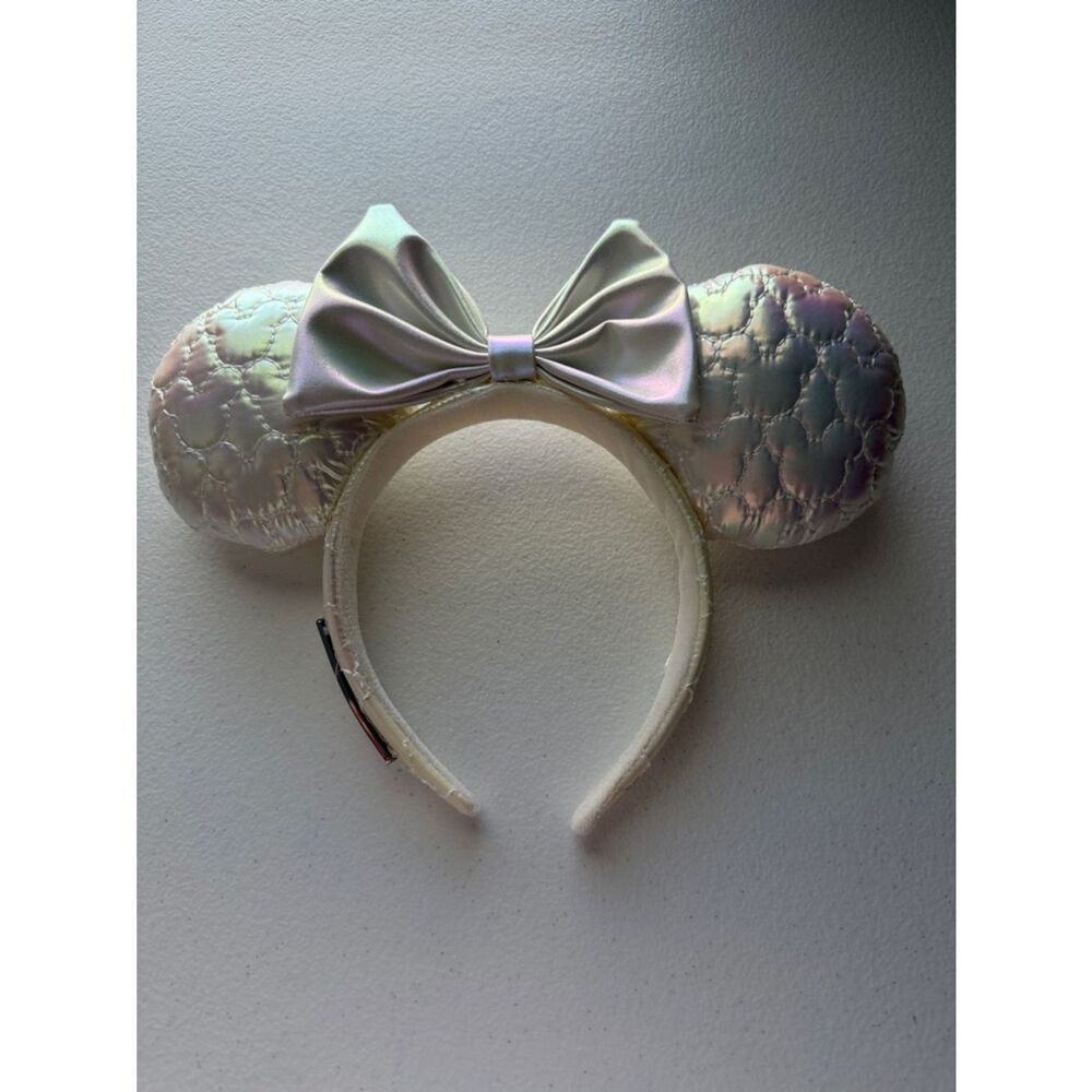 Loungefly Iridescent Pearl Quilted Mouse Ear Headband with Bow